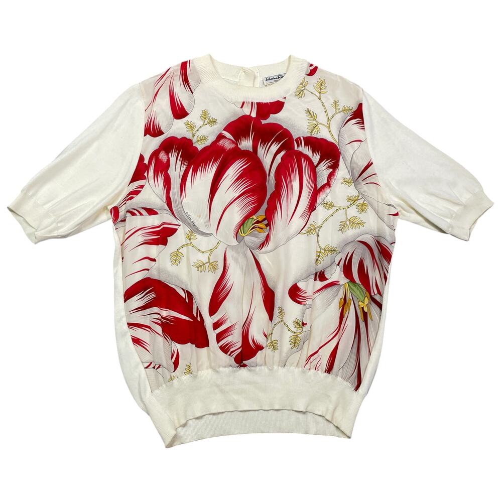 Vintage 80s Salvatore Ferragamo Designer Silk Panel Top